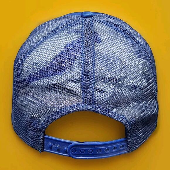 Vintage Trucker Hat Cap Mesh Snap Back Blue Handy Man Building Supplies Elsa TX - Picture 4 of 8